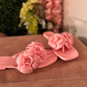 Pink Jeffrey Campbell Women's Floralee Flower Embellished Slide Sandals | Size 9